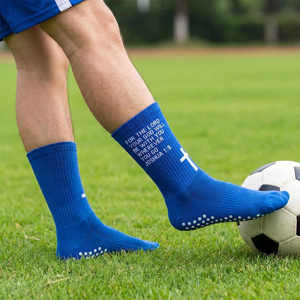 Christianartworkshop Joshua Scripture Side Letter & Cross Knit Crew Sports Socks - Blue - 10 Pairs - image 14