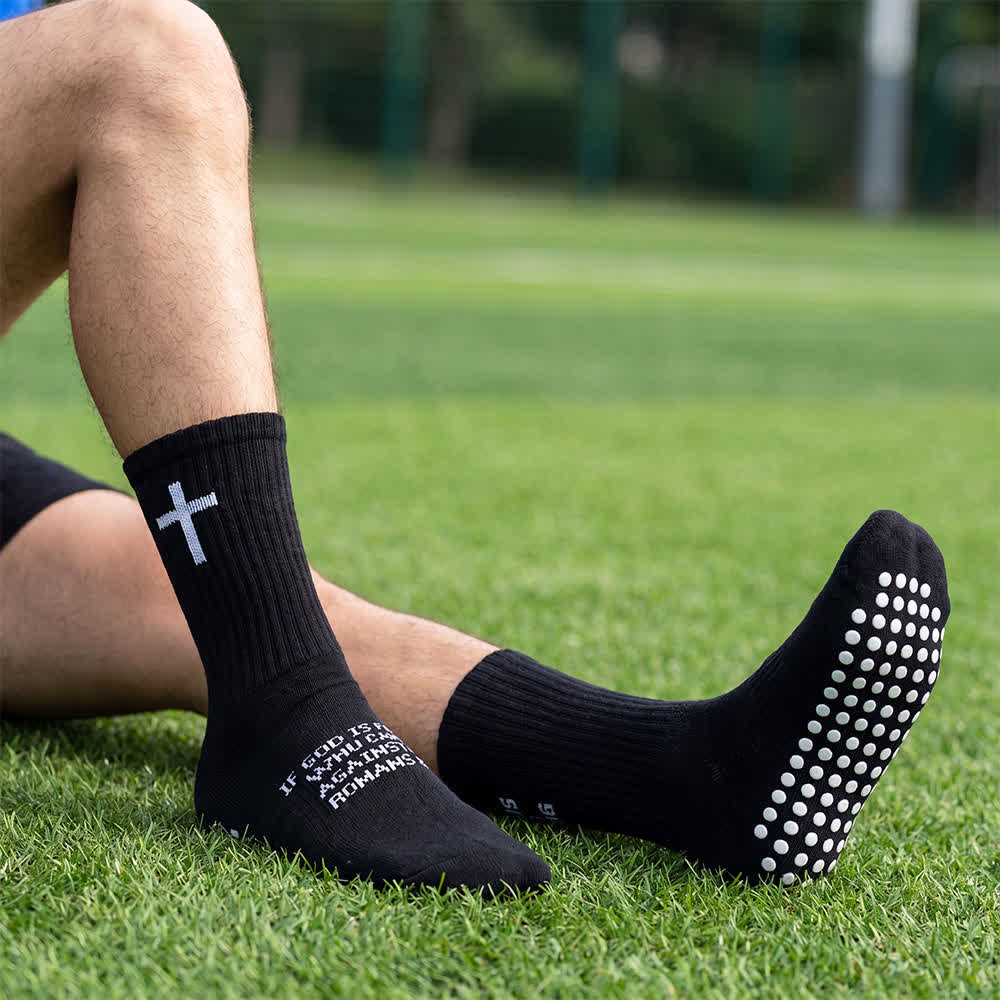 Christianartworkshop "Follow Jesus Is King" Tiered Letter Full Dot Anti-Slip Crew Sports Socks - Black - 10 Pairs - image 0