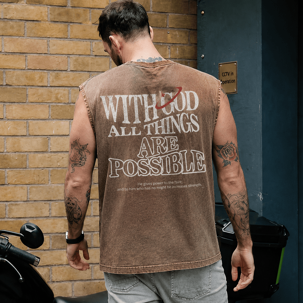 Christianartworkshop With God All Things Are Possible Washed Tank Top - image 0