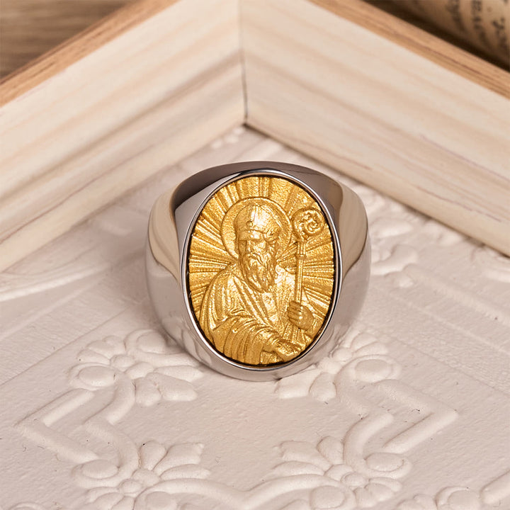 Christianartworkshop Two-Tone Bezel Oval Embossed Sacred Portrait Signet Ring: A Symbol of Gentle Heavenly Grace & Blessed Safeguard - E - US 13 - image 13