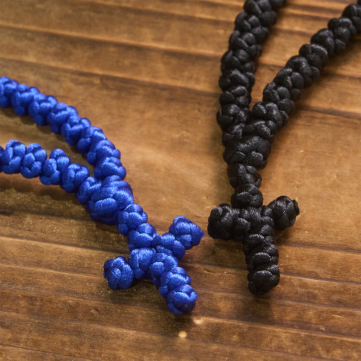 Christianartworkshop Blue & Black Cross 100 Blessing Knots String Necklace: Cherished Symbol of Holy Blessing - image 7