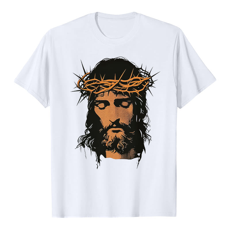 Christianartworkshop Jesus Face and Crown of Thorns Graphic T-Shirt - image 1
