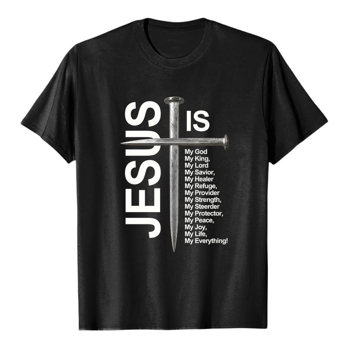 Christianartworkshop "Jesus Is My Everything" Nail Cross Premium Short Sleeve T-Shirt - Black - 2XL - image 0