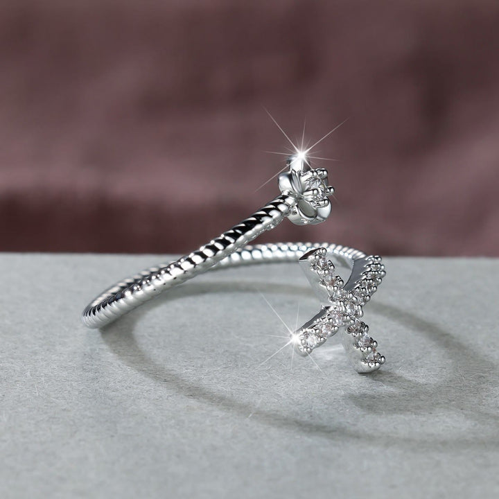 Christianartworkshop Open Cuff Ring with Pave Zircon Cross and Flower Zircon Accent: A Symbol of Tender Grace & Steadfast Sacred Faith - image 6