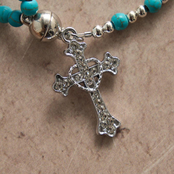 Christianartworkshop Fresh Turquoise Rosary Bracelet: Double Strand with Magnetic Clasp - image 5