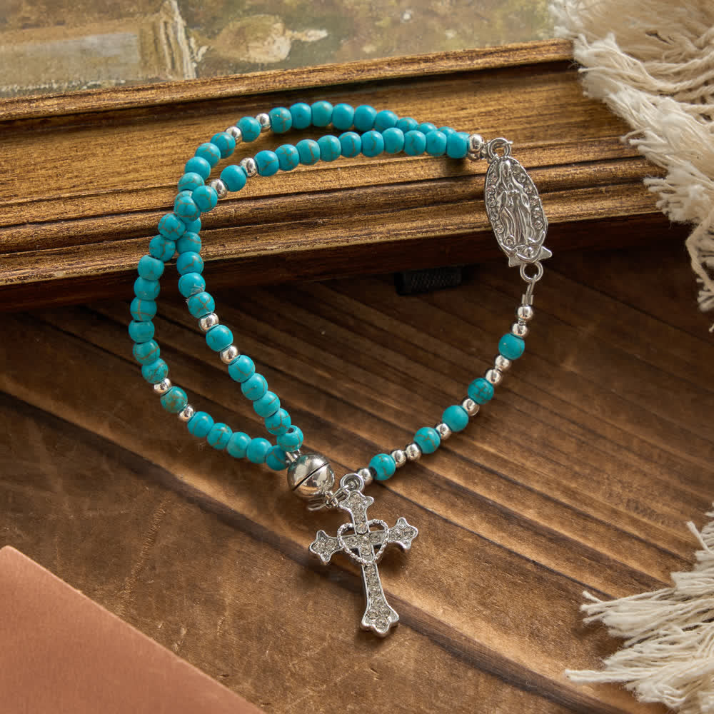 Christianartworkshop Fresh Turquoise Rosary Bracelet: Double Strand with Magnetic Clasp - image 3