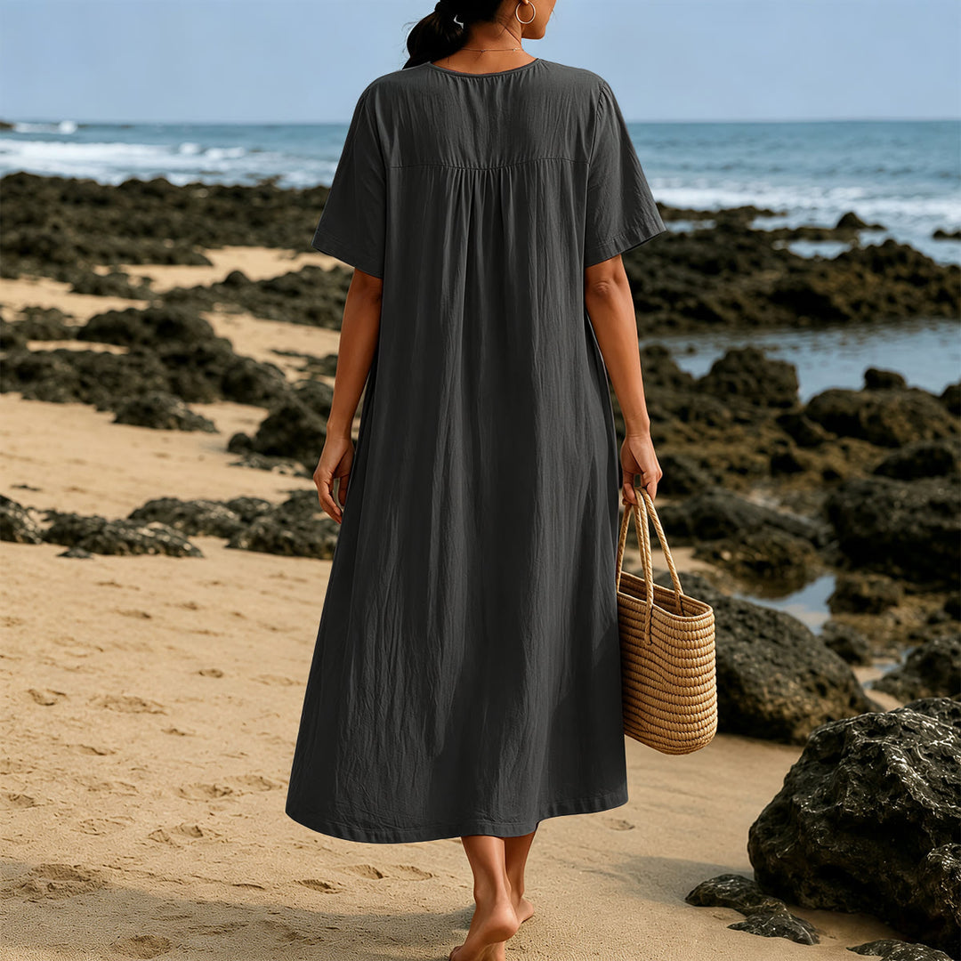 Christianartworkshop "Fueled by Coffee and Jesus" Calligraphy & Coffee Cup Print V-Neck Short Sleeve Midi Dress - image 23