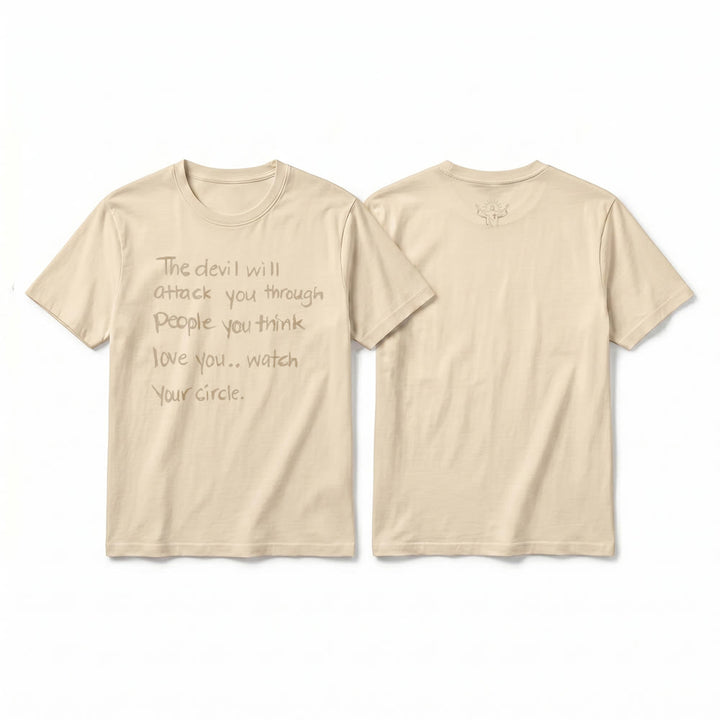 Christianartworkshop "The Devil Will Attack You Through People You Think Love You" Premium Short Sleeve T-Shirt - Beige - 2XL - image 17