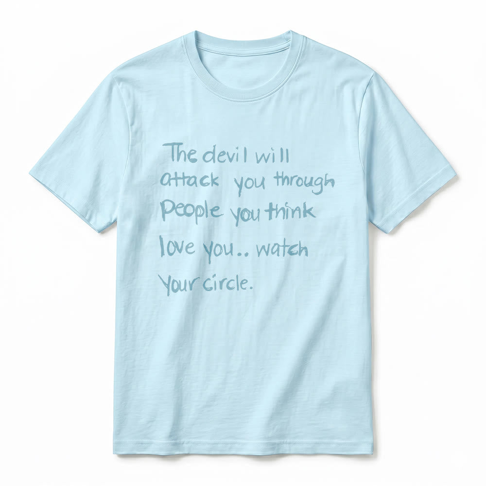 Christianartworkshop "The Devil Will Attack You Through People You Think Love You" Premium Short Sleeve T-Shirt - image 3