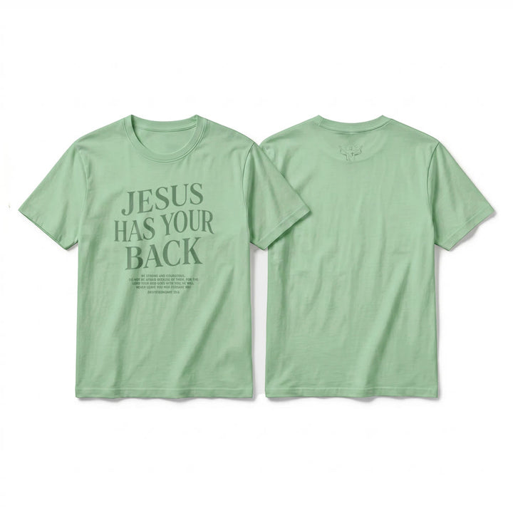 Christianartworkshop "Jesus Has Your Back" Confident Believer Premium Short Sleeve T-Shirt - Light Green - 2XL - image 19