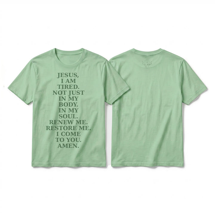 Christianartworkshop "Jesus I Am Tired Renew Me" Devotional Prayer Premium Short Sleeve T-Shirt - Light Green - 2XL - image 19