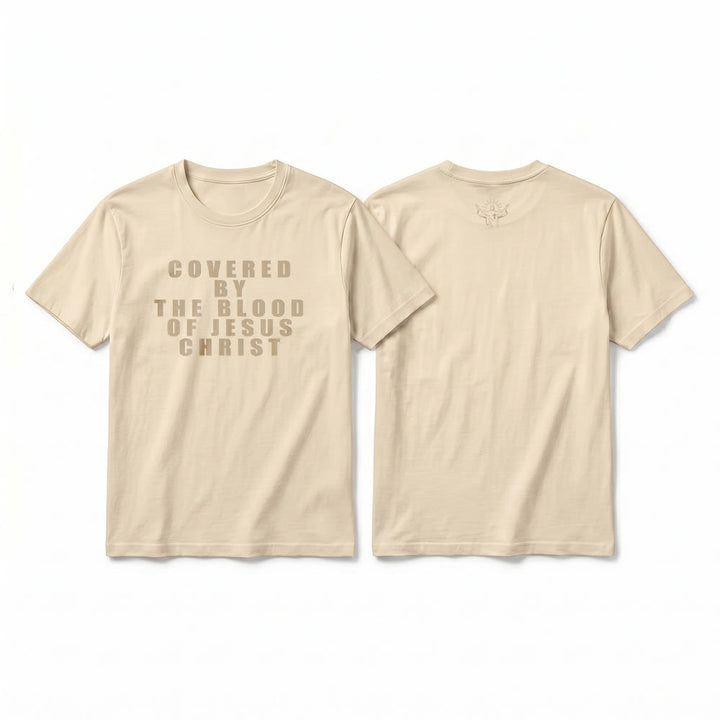 Christianartworkshop "Covered By The Blood Of Jesus Christ" Statement Premium Short Sleeve T-Shirt - Beige - 2XL - image 20