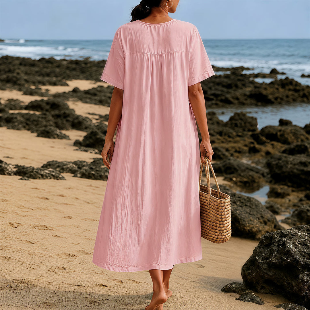 Christianartworkshop Classic "His Grace Still Finds Me" Plaid Print V-Neck Loose Midi Dress - image 7