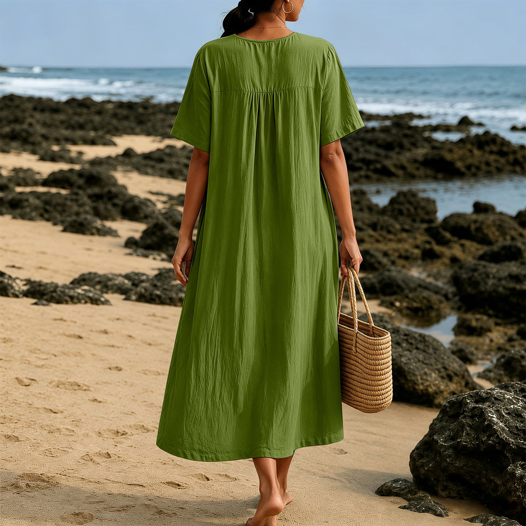 Christianartworkshop "Stronger Than The Storm" Wave Graphic V-Neck Short Sleeve Midi Dress - image 7