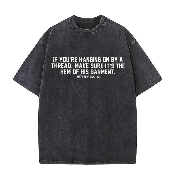 Christianartworkshop Matthew 9:20-22 Scripture Statement Washed Unisex T-Shirt - Black - 5XL - image 2