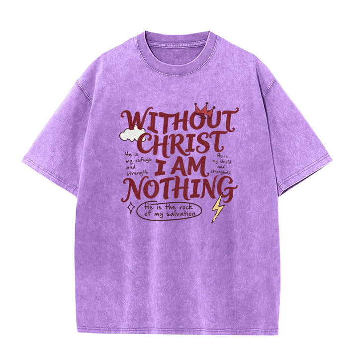 Christianartworkshop Faith Testimony "Without Christ I Am Nothing" Washed Unisex T-Shirt - Purple - 5XL - image 7