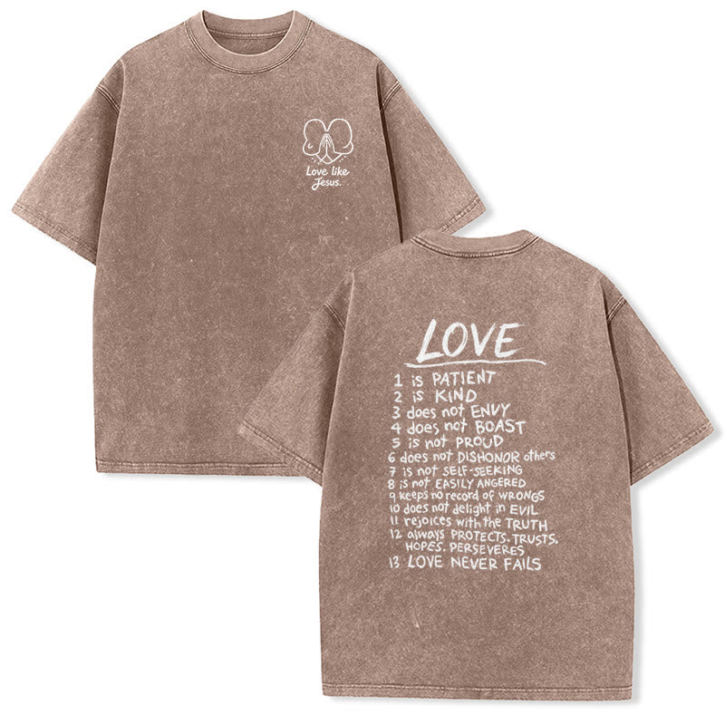 Christianartworkshop "Love Like Jesus" 1 Corinthians 13 Verse Washed Unisex T-Shirt - Brown - 5XL - image 12