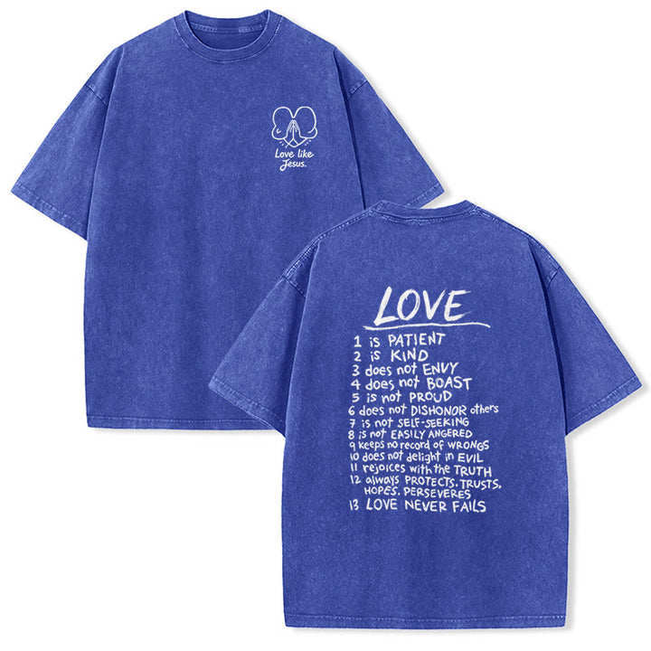 Christianartworkshop "Love Like Jesus" 1 Corinthians 13 Verse Washed Unisex T-Shirt - Blue - 5XL - image 21
