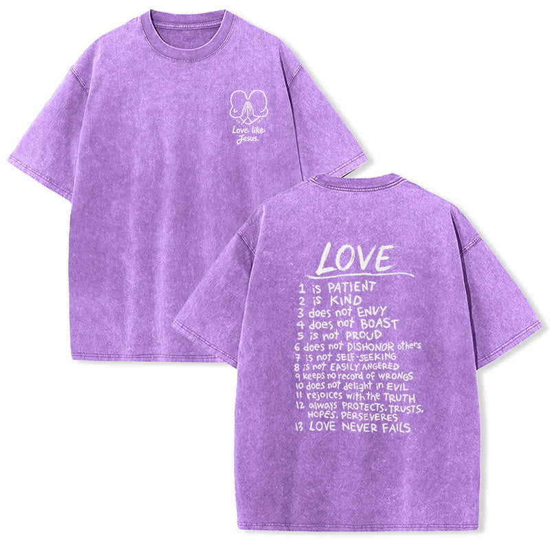 Christianartworkshop "Love Like Jesus" 1 Corinthians 13 Verse Washed Unisex T-Shirt - Purple - 5XL - image 18