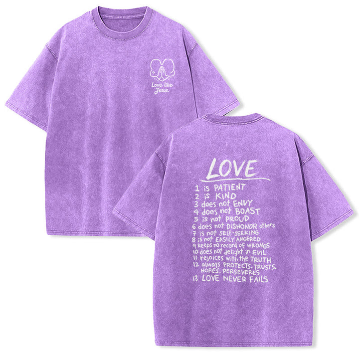 Christianartworkshop "Love Like Jesus" 1 Corinthians 13 Verse Washed Unisex T-Shirt - Purple - 5XL - image 18