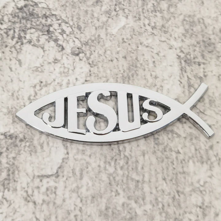 Christianartworkshop Ichthys Fish Shape JESUS Embossed Car Sticker: A Symbol of Abiding Faith & Divine Safeguard - image 4