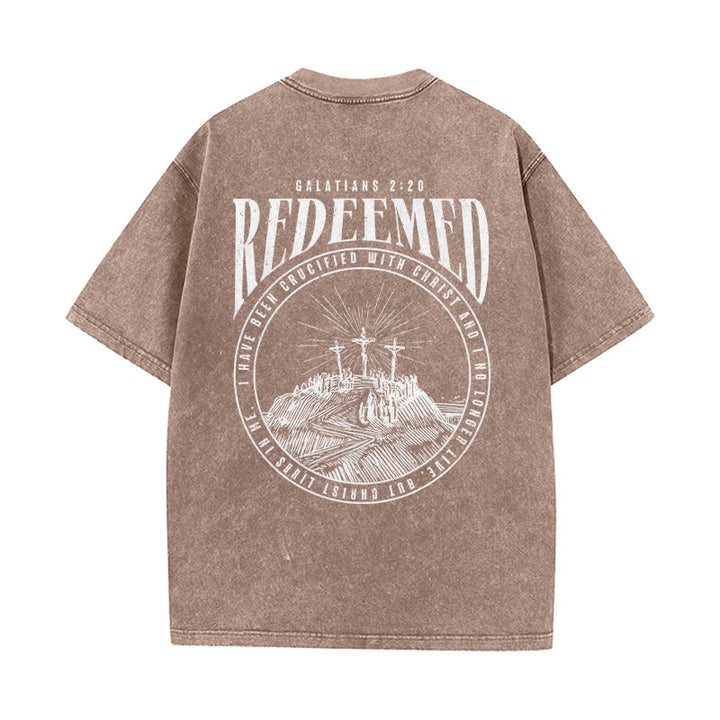 Christianartworkshop "Redeemed" Galatians 2:20 Front & Back Print Washed Unisex T-Shirt - image 15