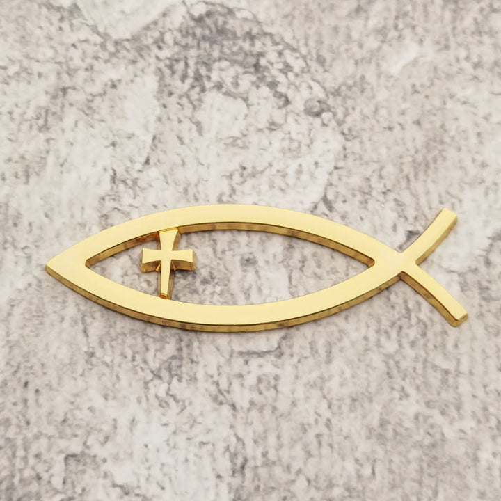 Christianartworkshop Ichthys Hollow Fish Frame Inset Cross Car Sticker: A Symbol of Steadfast Faith & Journey Protection - image 7