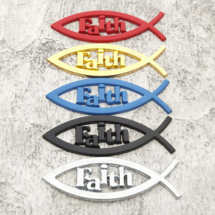 Christianartworkshop Ichthys Fish Outline Raised Faith Letter Car Sticker: A Symbol of Unwavering Conviction & Road Protection - Set of 5 Colors - image 0