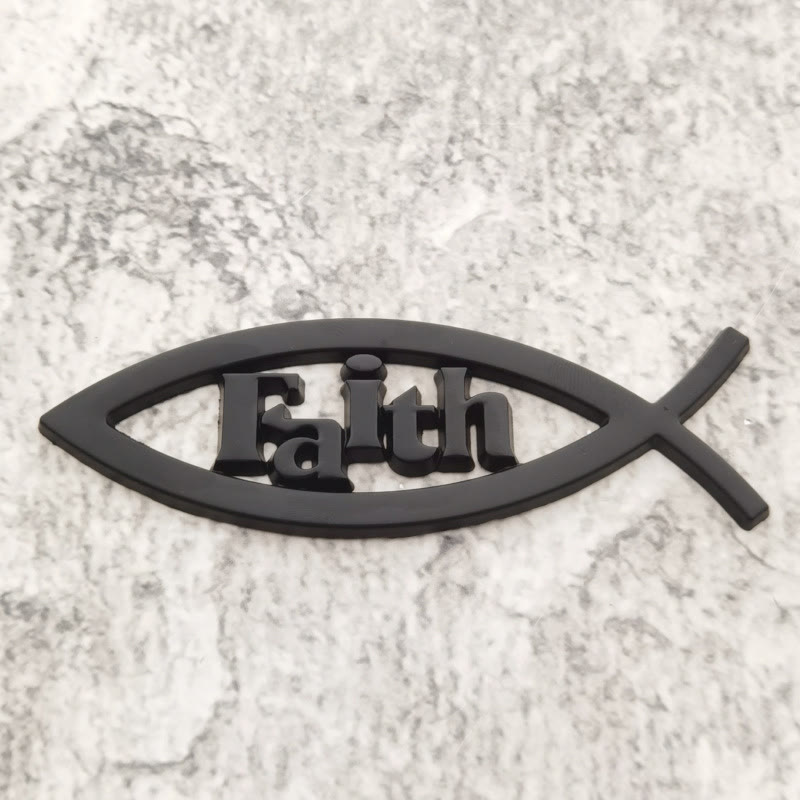 Christianartworkshop Ichthys Fish Outline Raised Faith Letter Car Sticker: A Symbol of Unwavering Conviction & Road Protection - Black - image 6