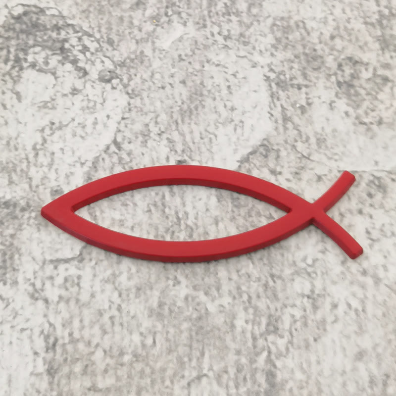 Christianartworkshop Minimalist Hollow Ichthys Fish Outline Car Sticker: A Symbol of Abiding Faith & Roadside Divine Protection - Red - image 2