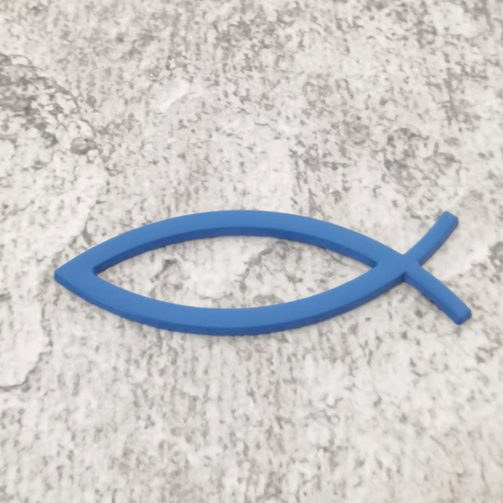 Christianartworkshop Minimalist Hollow Ichthys Fish Outline Car Sticker: A Symbol of Abiding Faith & Roadside Divine Protection - Blue - image 4