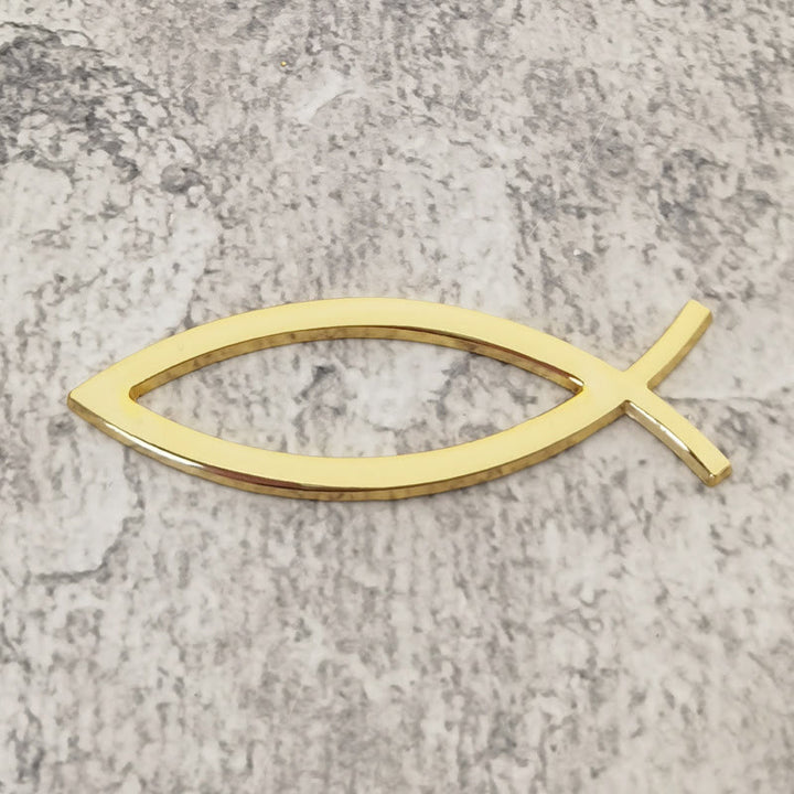 Christianartworkshop Minimalist Hollow Ichthys Fish Outline Car Sticker: A Symbol of Abiding Faith & Roadside Divine Protection - Golden - image 8