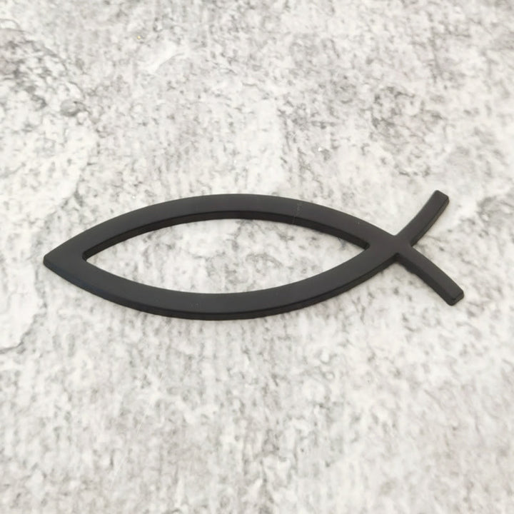 Christianartworkshop Minimalist Hollow Ichthys Fish Outline Car Sticker: A Symbol of Abiding Faith & Roadside Divine Protection - Black - image 6