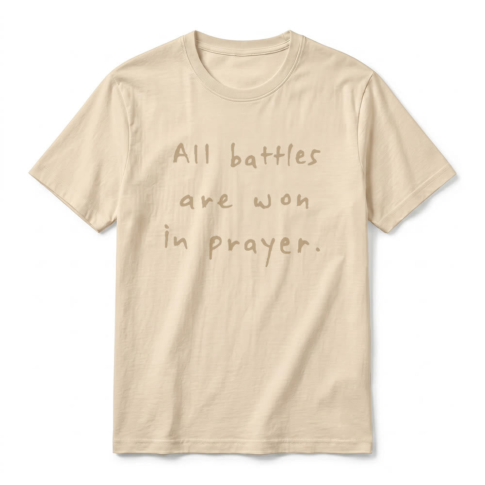 Christianartworkshop All Battles Are Won In Prayer Faith Affirmation Premium Short Sleeve T-Shirt - image 14