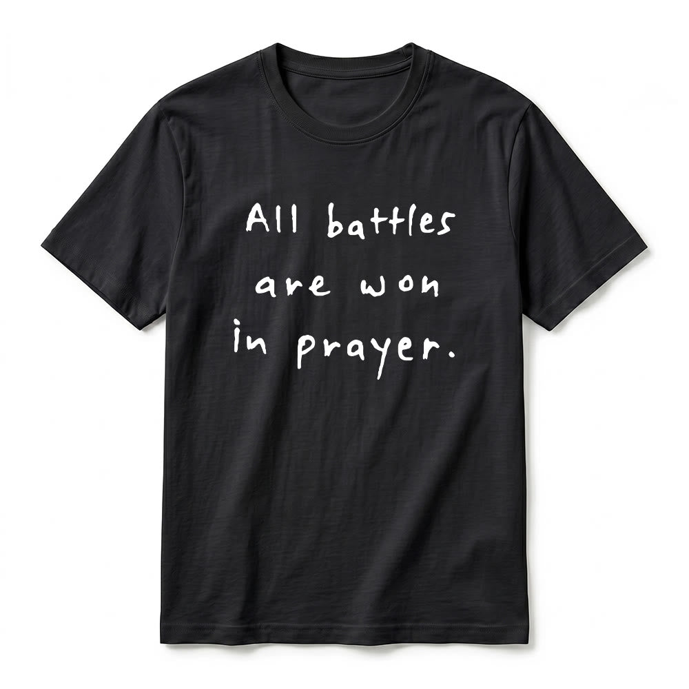 Christianartworkshop All Battles Are Won In Prayer Faith Affirmation Premium Short Sleeve T-Shirt - image 11