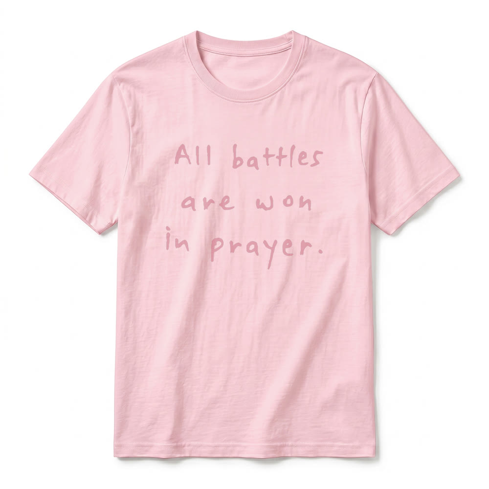 Christianartworkshop All Battles Are Won In Prayer Faith Affirmation Premium Short Sleeve T-Shirt - image 26