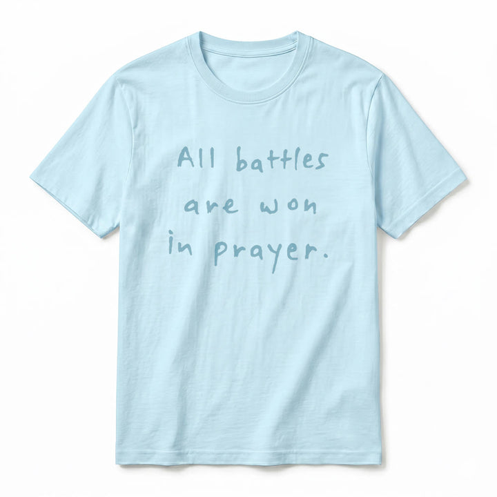 Christianartworkshop All Battles Are Won In Prayer Faith Affirmation Premium Short Sleeve T-Shirt - image 17