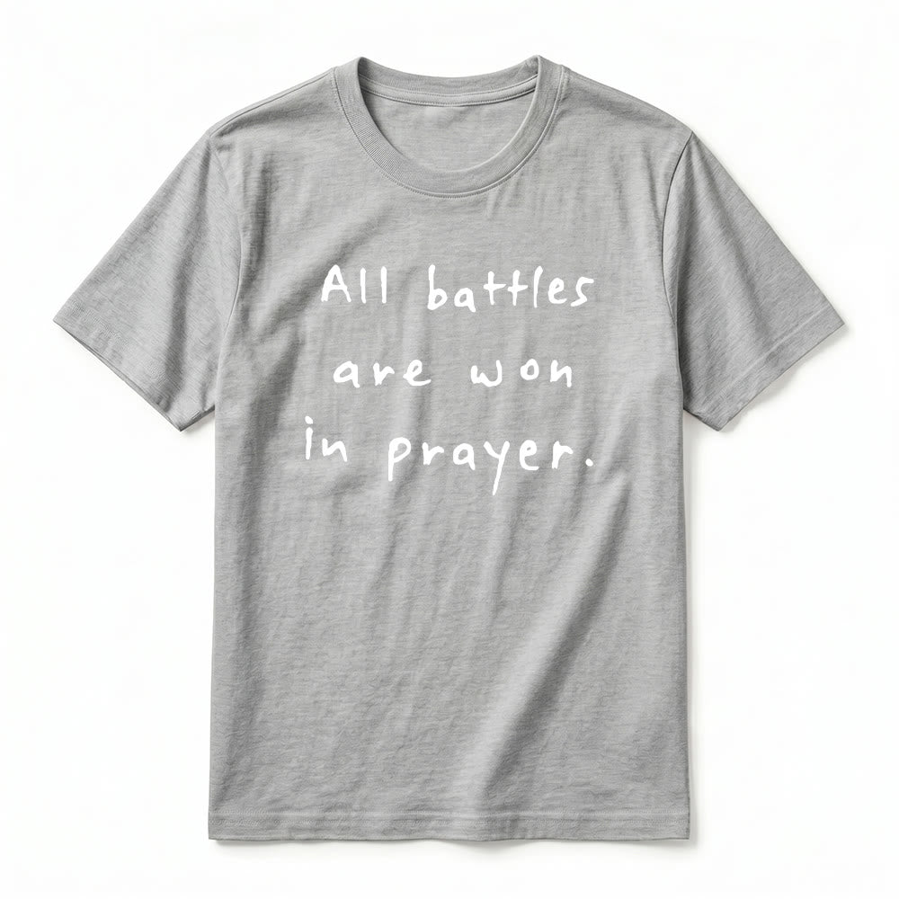 Christianartworkshop All Battles Are Won In Prayer Faith Affirmation Premium Short Sleeve T-Shirt - image 8