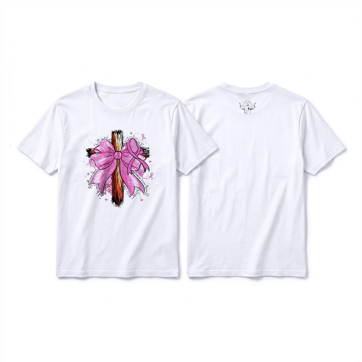 Christianartworkshop Cross with Ribbon & Bow Premium Short Sleeve T-Shirt - White - 2XL - image 16