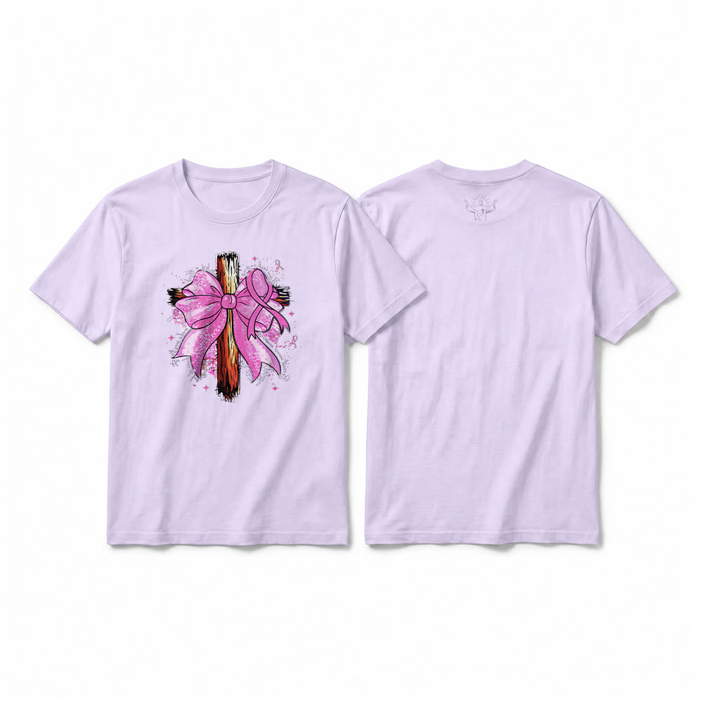 Christianartworkshop Cross with Ribbon & Bow Premium Short Sleeve T-Shirt - Purple - 2XL - image 13