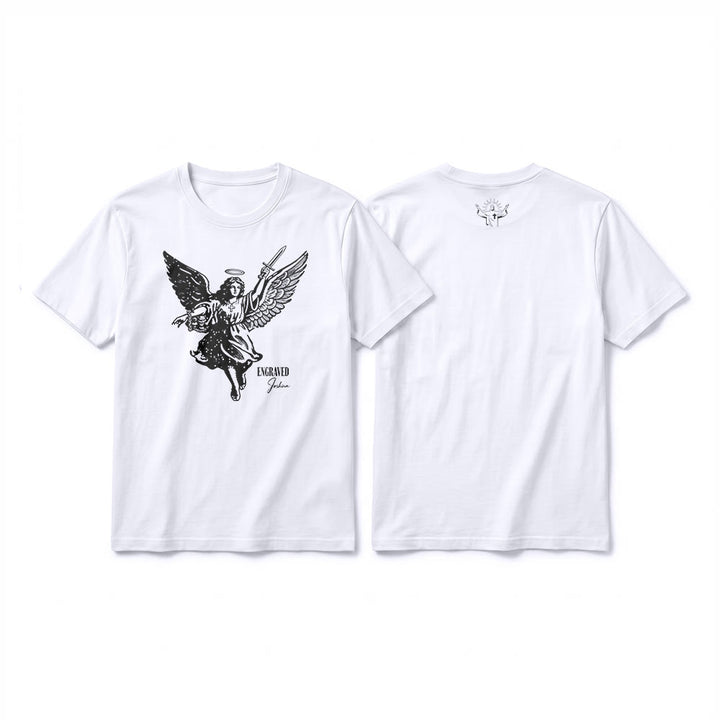 Christianartworkshop "Engraved Joshua" Warrior Angel Premium Short Sleeve T-Shirt - White - 2XL - image 1