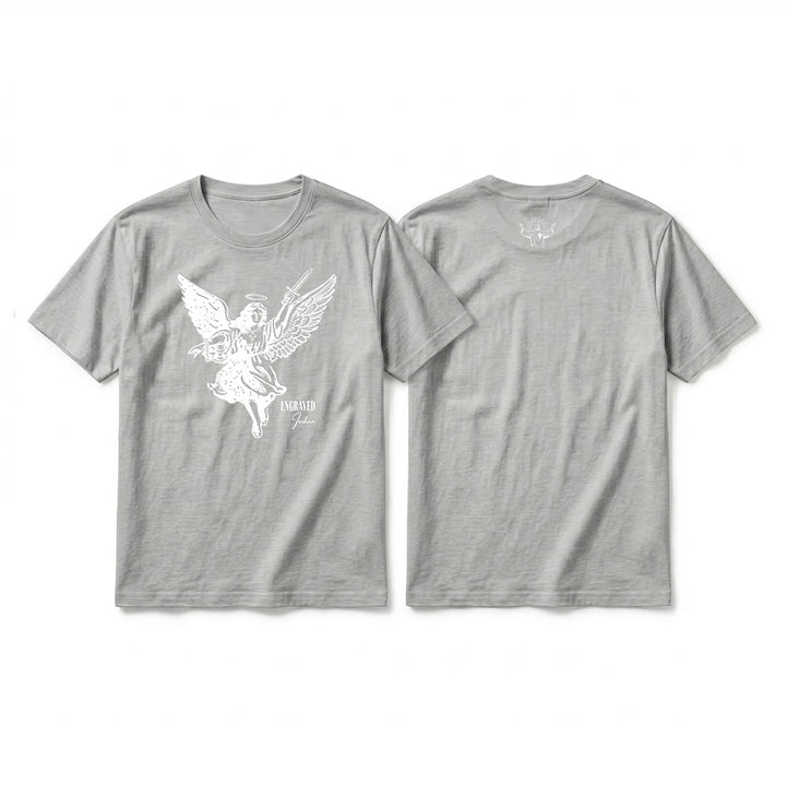 Christianartworkshop "Engraved Joshua" Warrior Angel Premium Short Sleeve T-Shirt - Grey - 2XL - image 19