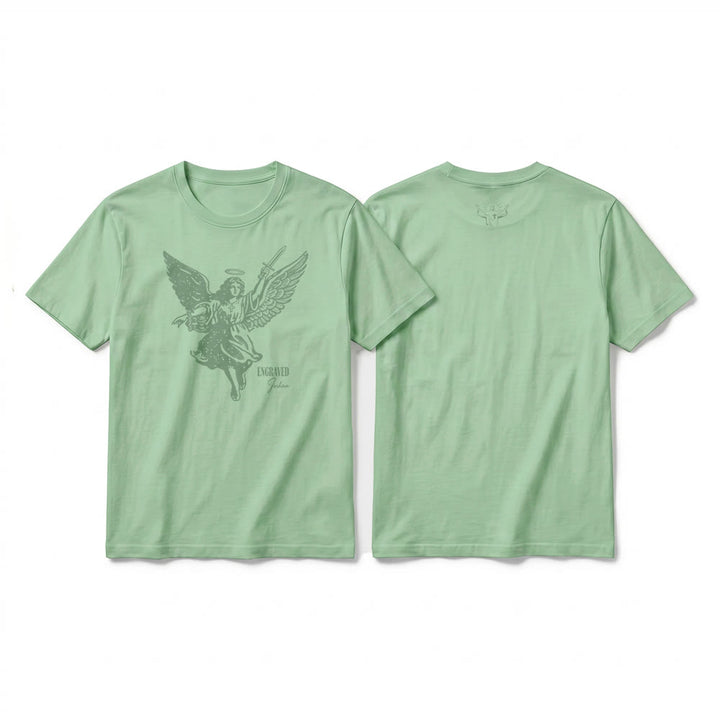 Christianartworkshop "Engraved Joshua" Warrior Angel Premium Short Sleeve T-Shirt - Light Green - 2XL - image 22