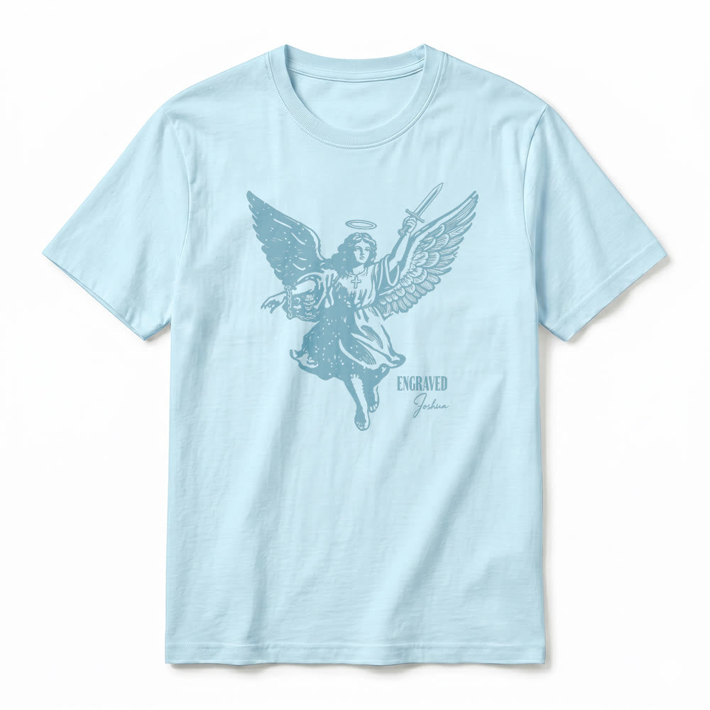 Christianartworkshop "Engraved Joshua" Warrior Angel Premium Short Sleeve T-Shirt - image 8