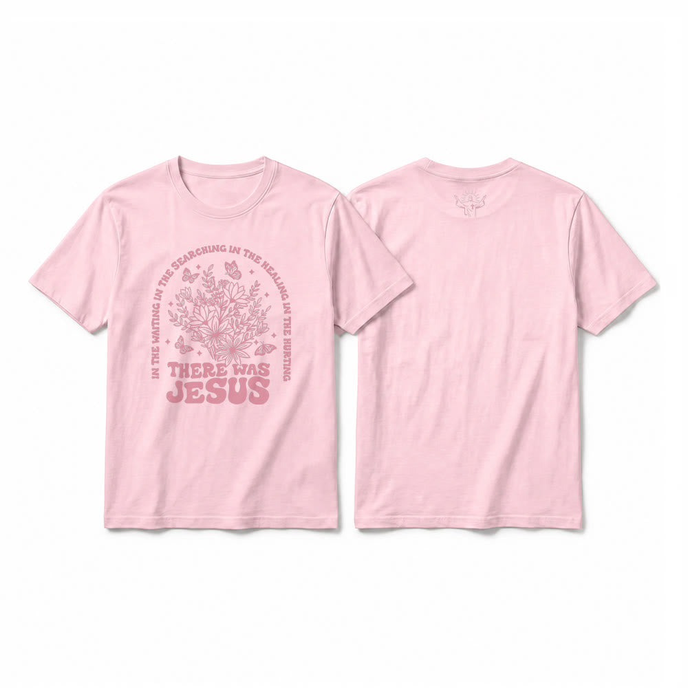 Christianartworkshop "There Was Jesus" Floral & Butterfly Premium Short Sleeve T-Shirt - Pink - 2XL - image 25