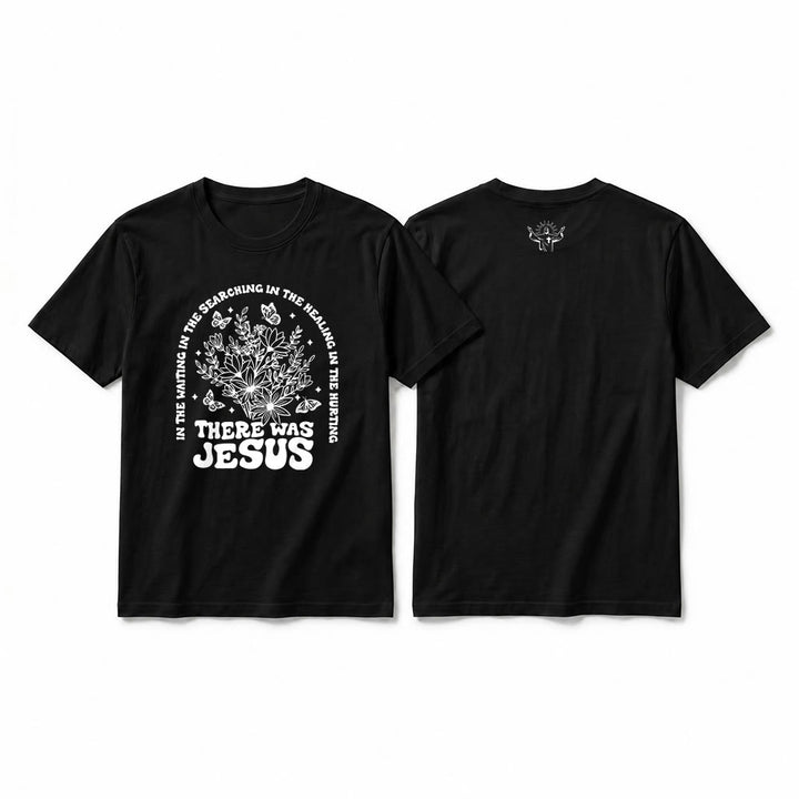 Christianartworkshop "There Was Jesus" Floral & Butterfly Premium Short Sleeve T-Shirt - Black - 2XL - image 13