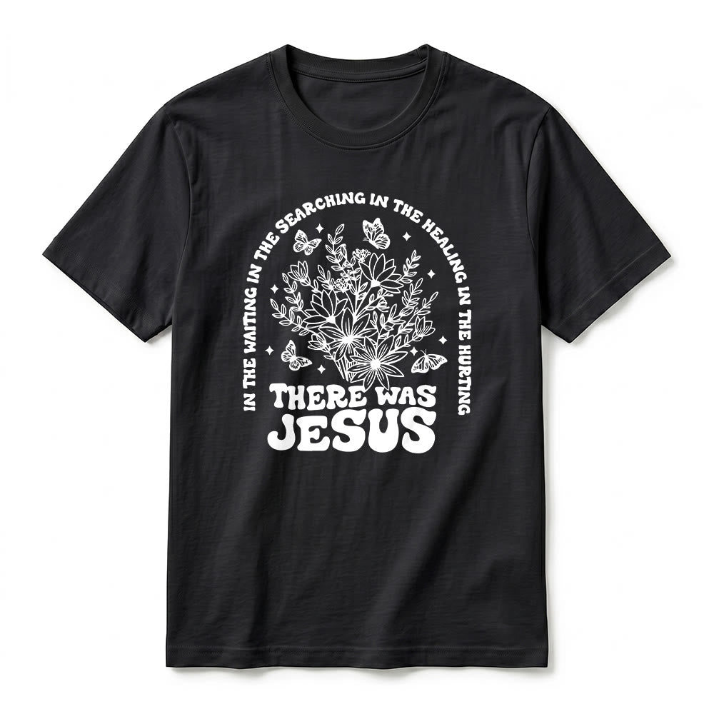 Christianartworkshop "There Was Jesus" Floral & Butterfly Premium Short Sleeve T-Shirt - image 14