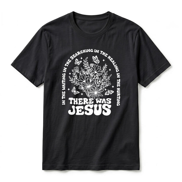 Christianartworkshop "There Was Jesus" Floral & Butterfly Premium Short Sleeve T-Shirt - image 14