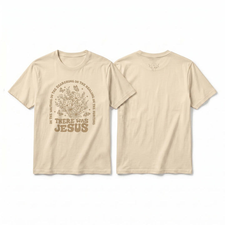 Christianartworkshop "There Was Jesus" Floral & Butterfly Premium Short Sleeve T-Shirt - Beige - 2XL - image 10