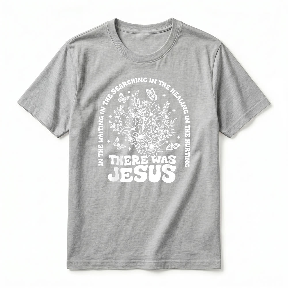 Christianartworkshop "There Was Jesus" Floral & Butterfly Premium Short Sleeve T-Shirt - image 20